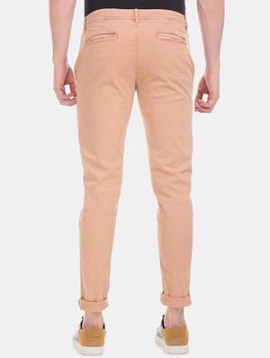 peach solid chinos - 17574676 - Standard Image - 3