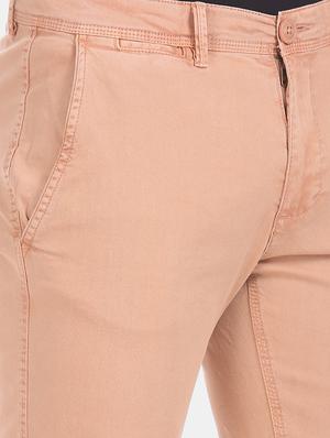 peach solid chinos - 17574676 - Standard Image - 5