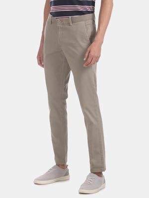 beige solid chinos - 17574731 - Standard Image - 2