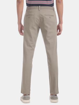 beige solid chinos - 17574731 - Standard Image - 3
