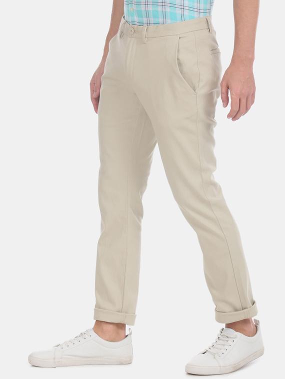 beige solid chinos - 17574737 - Zoom Image - 1