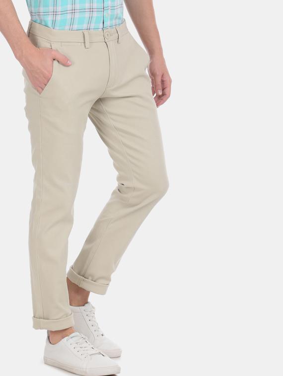 beige solid chinos - 17574737 - Zoom Image - 2