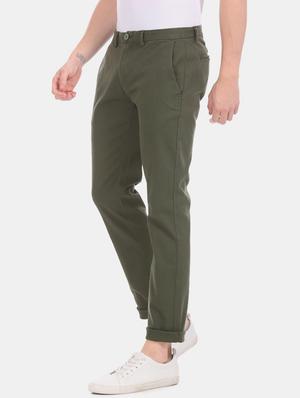 olive green solid chinos - 17574741 - Standard Image - 2