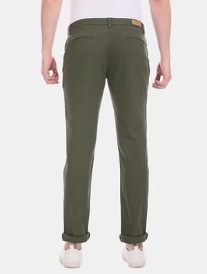 olive green solid chinos - 17574741 - Standard Image - 3