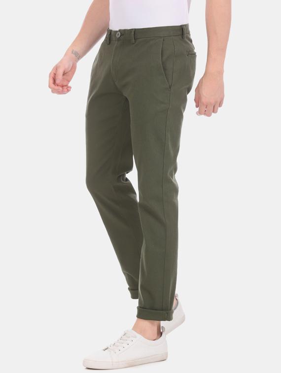 olive green solid chinos - 17574741 - Zoom Image - 2