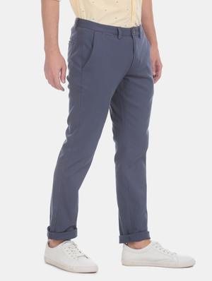 blue solid chinos - 17574743 - Standard Image - 2