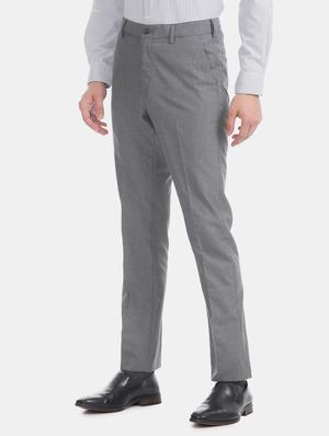 grey textured flat front formal trouser - 17574753 - Standard Image - 2