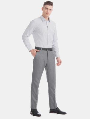 grey textured flat front formal trouser - 17574753 - Standard Image - 4