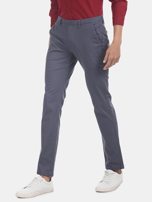 blue solid chinos - 17574754 - Standard Image - 1