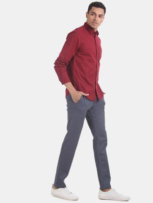 blue solid chinos - 17574754 - Standard Image - 4