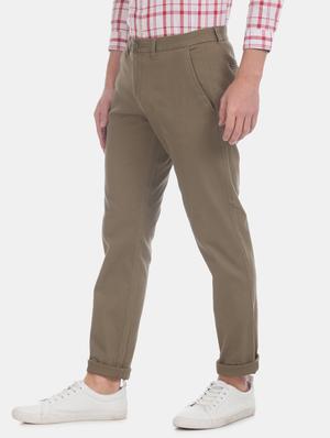 brown solid chinos - 17574767 - Standard Image - 2