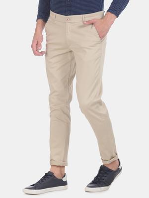 beige solid chinos - 17574773 - Standard Image - 2
