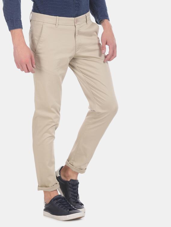 beige solid chinos - 17574773 - Zoom Image - 1