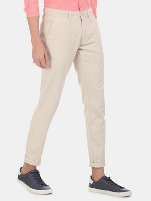 beige solid chinos - 17574782 - Standard Image - 2