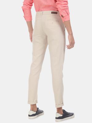 beige solid chinos - 17574782 - Standard Image - 3