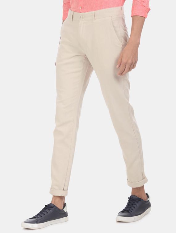 beige solid chinos - 17574782 - Zoom Image - 1