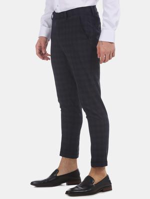 black checkered flat front formal trouser - 17574807 - Standard Image - 2