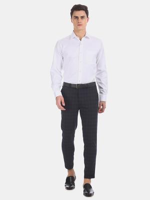 black checkered flat front formal trouser - 17574807 - Standard Image - 4