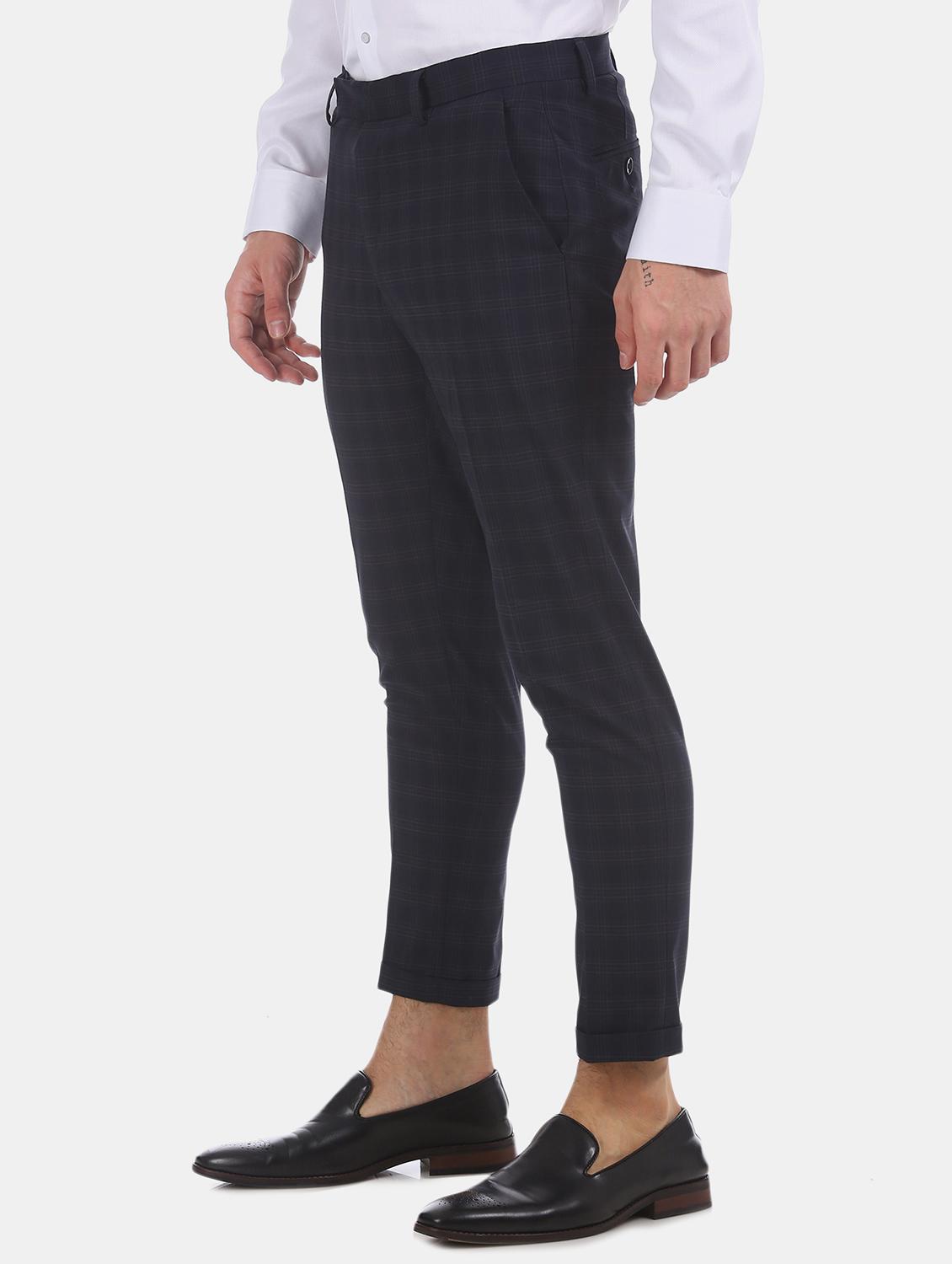 black checkered flat front formal trouser - 17574807 - Zoom Image - 2