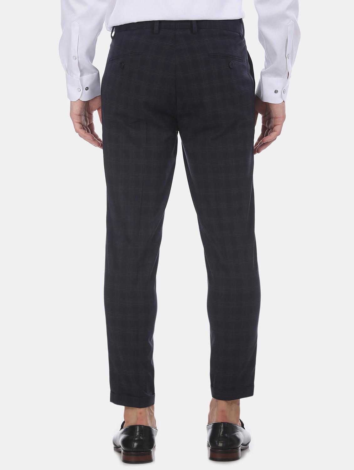 black checkered flat front formal trouser - 17574807 - Zoom Image - 3