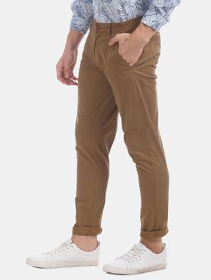brown solid chinos - 17574809 - Standard Image - 2