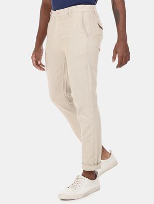 beige solid chinos - 17574821 - Standard Image - 2