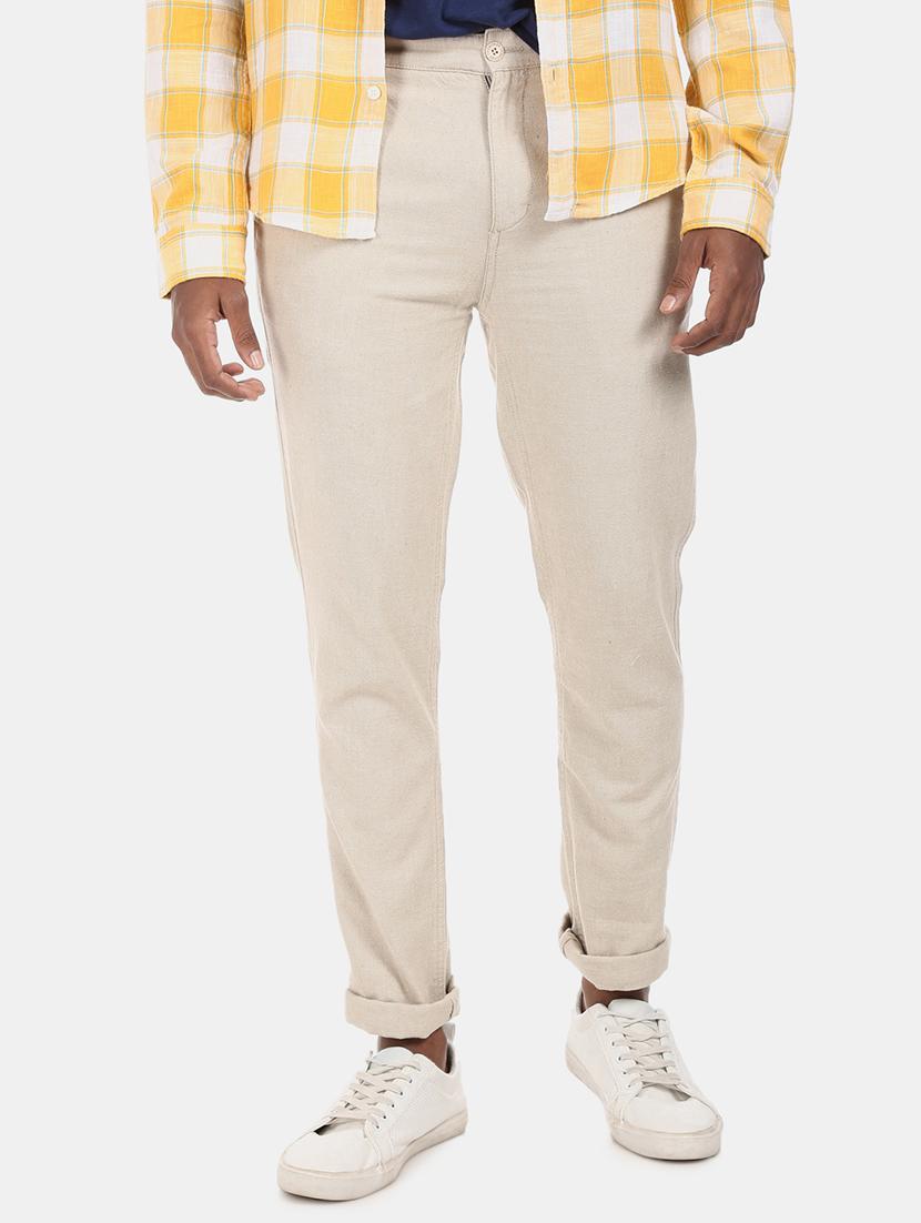 beige solid chinos - 17574821 - Zoom Image - 1