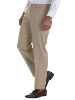 beige solid flat front formal trouser - 17574840 - Standard Image - 2
