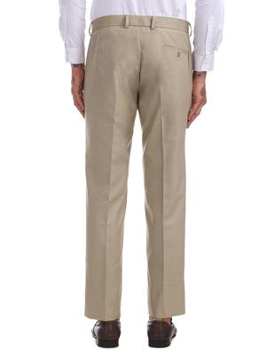 beige solid flat front formal trouser - 17574840 - Standard Image - 3