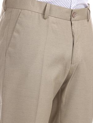 beige solid flat front formal trouser - 17574840 - Standard Image - 5