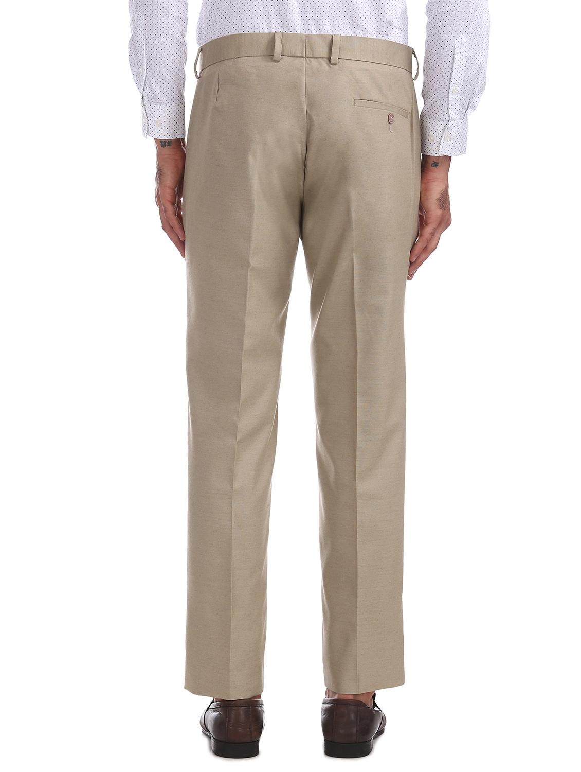 beige solid flat front formal trouser - 17574840 - Zoom Image - 3