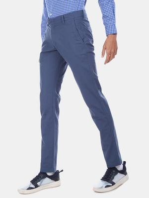 blue solid chinos - 17574860 - Standard Image - 2