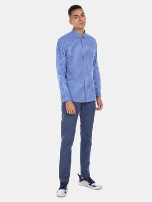 blue solid chinos - 17574860 - Standard Image - 4