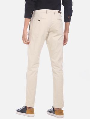 beige solid chinos casual trouser - 17574866 - Standard Image - 3
