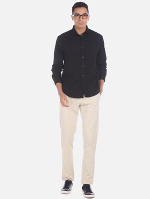 beige solid chinos casual trouser - 17574866 - Standard Image - 4
