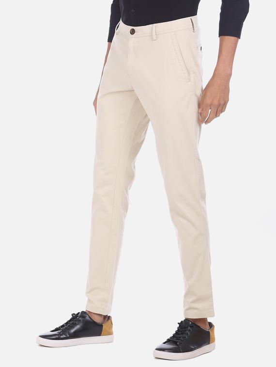 beige solid chinos casual trouser - 17574866 - Zoom Image - 2