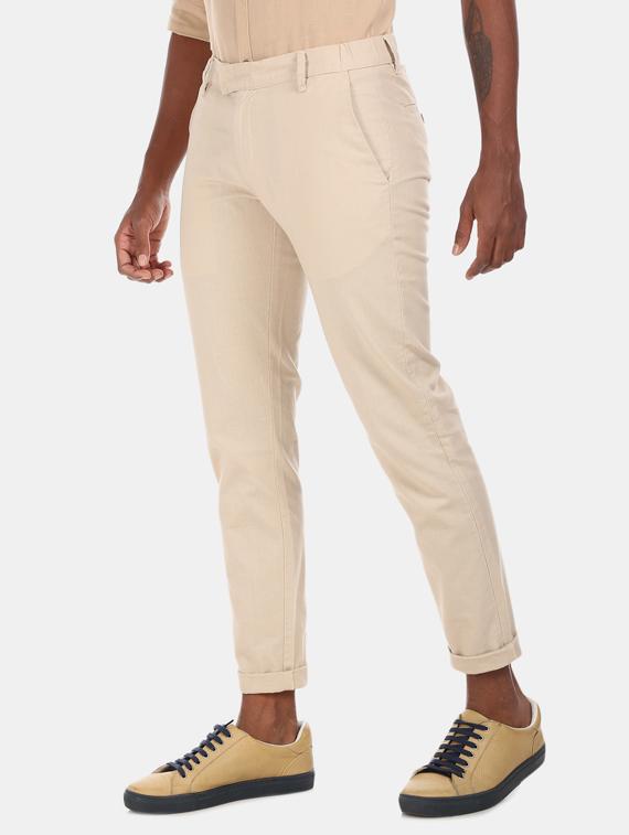 beige solid chinos casual trouser - 17574873 - Zoom Image - 1