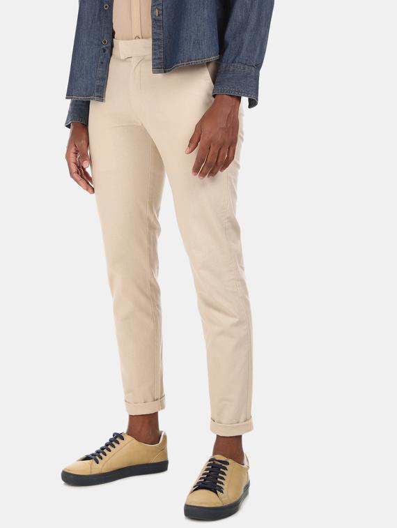 beige solid chinos casual trouser - 17574873 - Zoom Image - 2