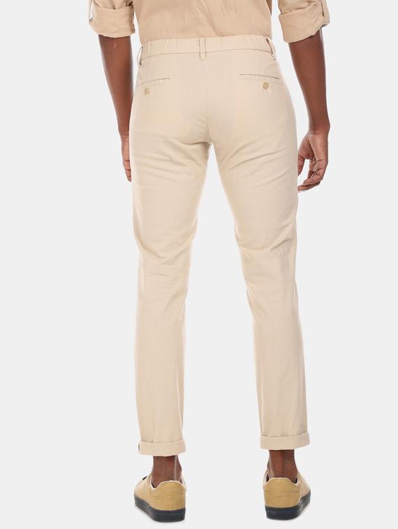 beige solid chinos casual trouser - 17574873 - Zoom Image - 3