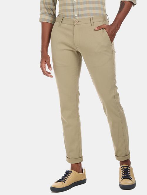 beige solid chinos casual trouser - 17574875 - Standard Image - 1