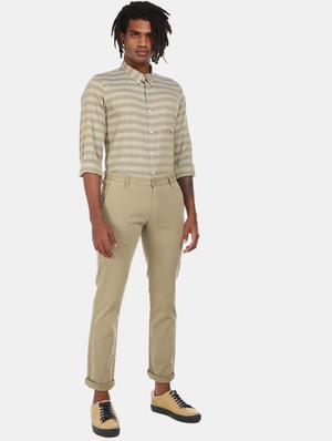 beige solid chinos casual trouser - 17574875 - Standard Image - 4