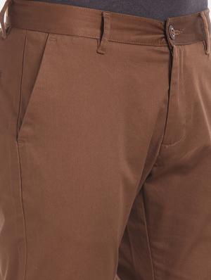brown solid chinos casual trouser - 17574879 - Standard Image - 5