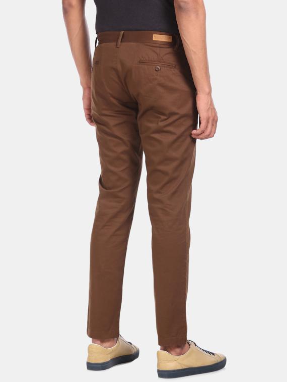 brown solid chinos casual trouser - 17574879 - Zoom Image - 3