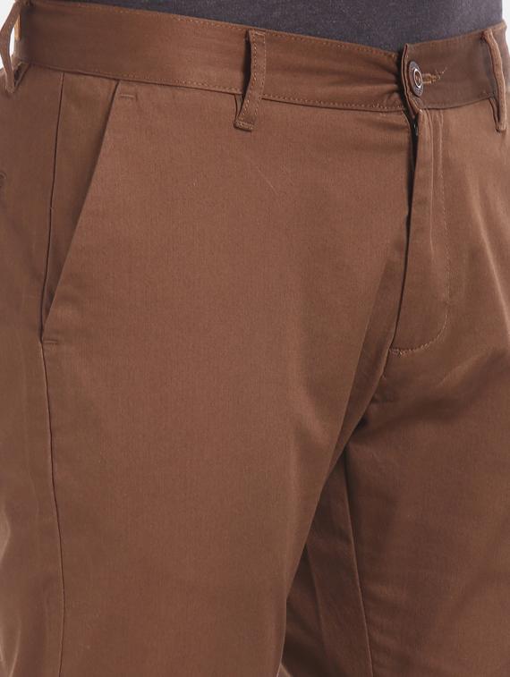 brown solid chinos casual trouser - 17574879 - Zoom Image - 5