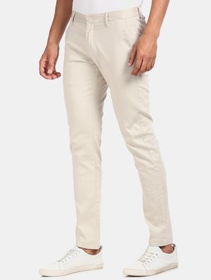 off white solid chinos casual trouser - 17574885 - Standard Image - 2