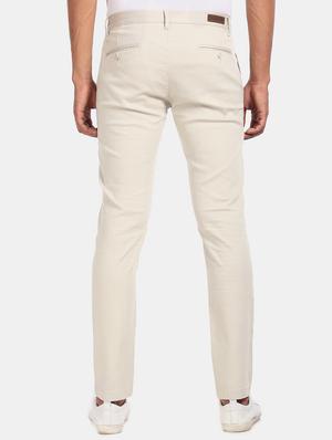 off white solid chinos casual trouser - 17574885 - Standard Image - 3