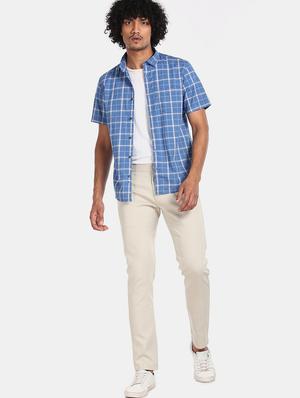 off white solid chinos casual trouser - 17574885 - Standard Image - 4