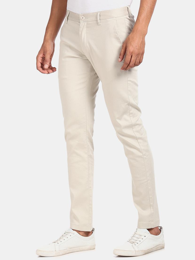 off white solid chinos casual trouser - 17574885 - Zoom Image - 2