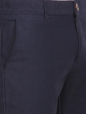 navy blue self design chinos casual trouser - 17574889 - Standard Image - 5