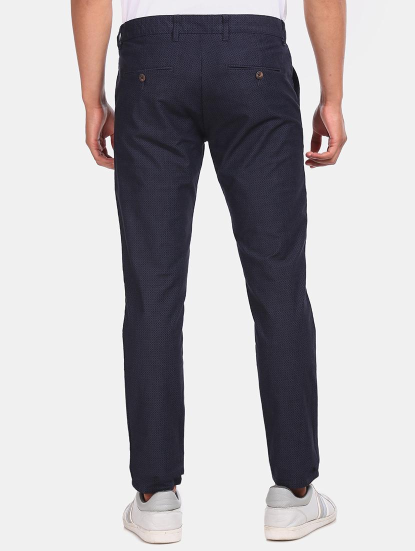 navy blue self design chinos casual trouser - 17574889 - Zoom Image - 3